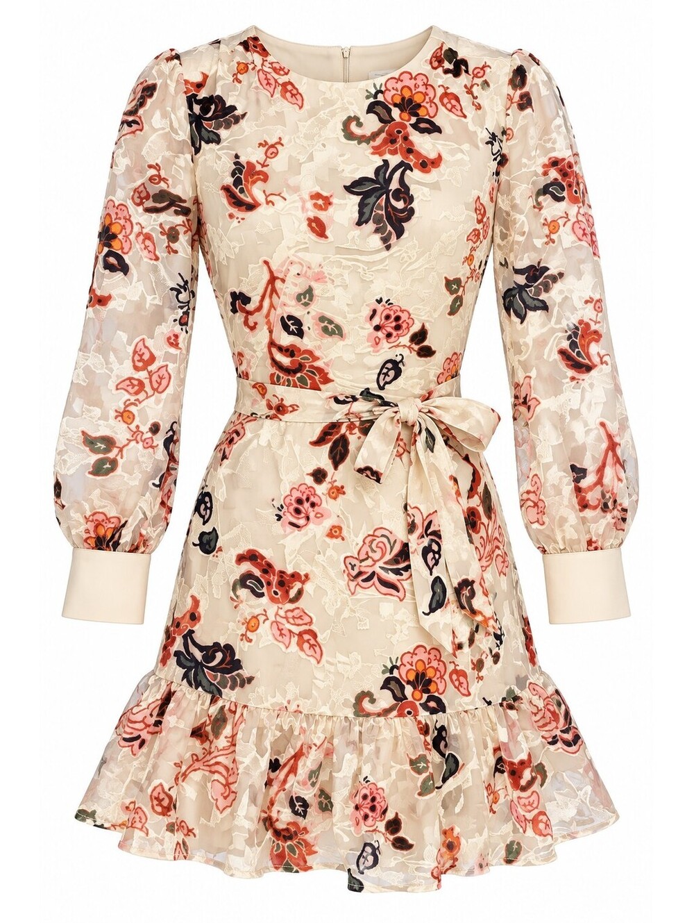 Tory Burch Floral Jacquard Ruffle-Hem Dress